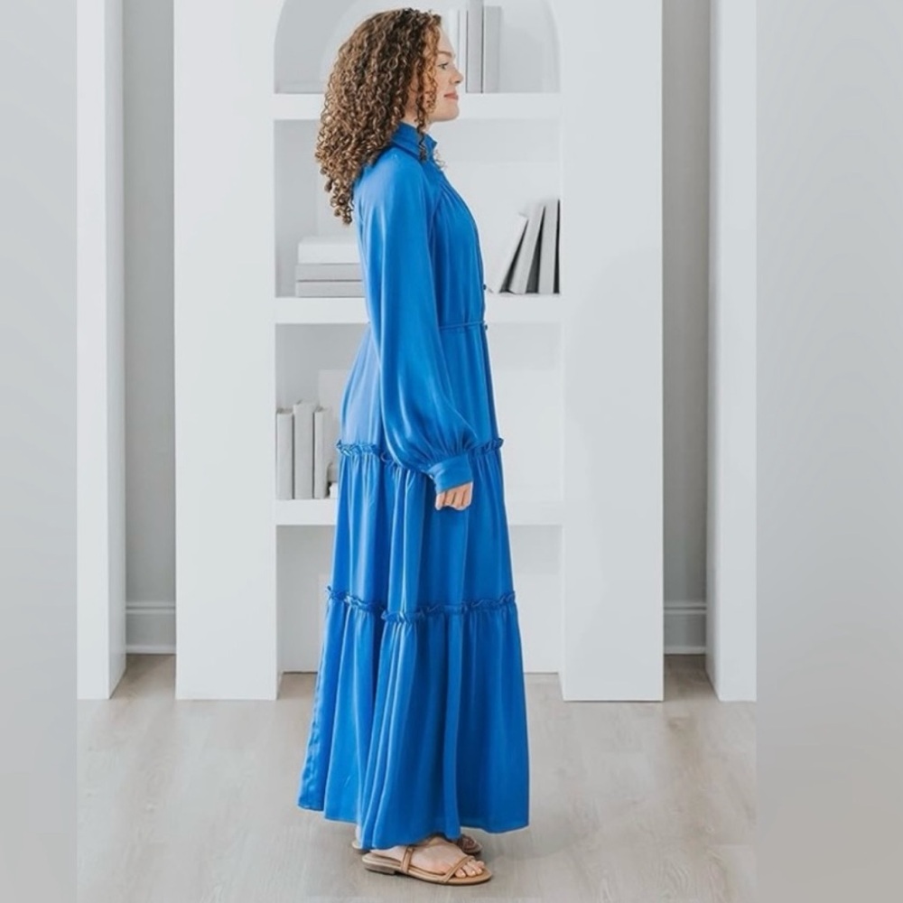 Blue Long Sleeve Dress - Picture 3 of 4